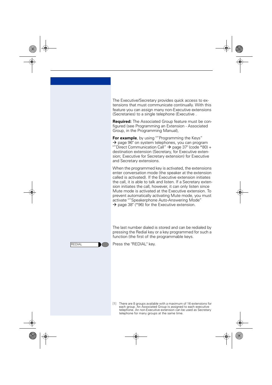 Associated group, Redial, Associated group redial | Siemens HIPATH 1190 User Manual | Page 94 / 127