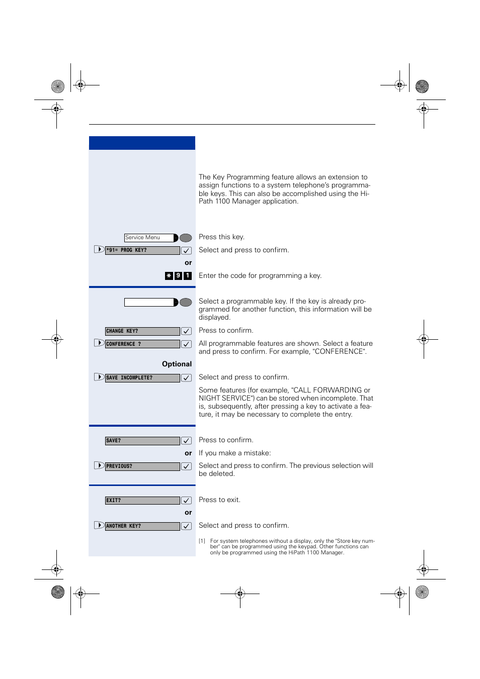 Programming the keys, Procedure for programming the keys | Siemens HIPATH 1190 User Manual | Page 96 / 127