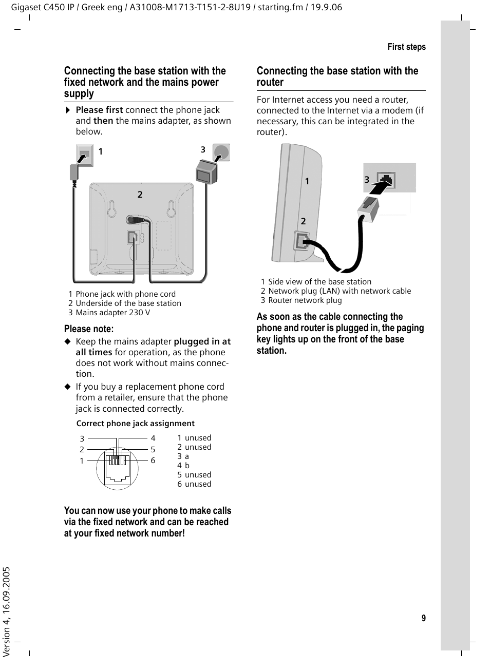 Connecting the base station with the router | Siemens Gigaset C450 IP User Manual | Page 10 / 98