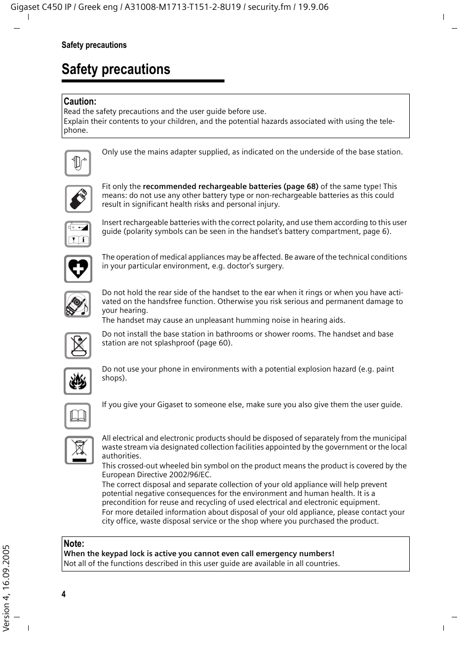 Safety precautions | Siemens Gigaset C450 IP User Manual | Page 5 / 98