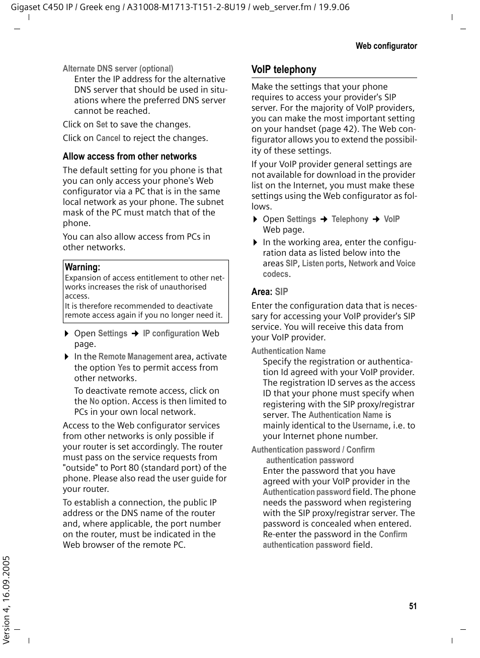 Voip telephony | Siemens Gigaset C450 IP User Manual | Page 52 / 98