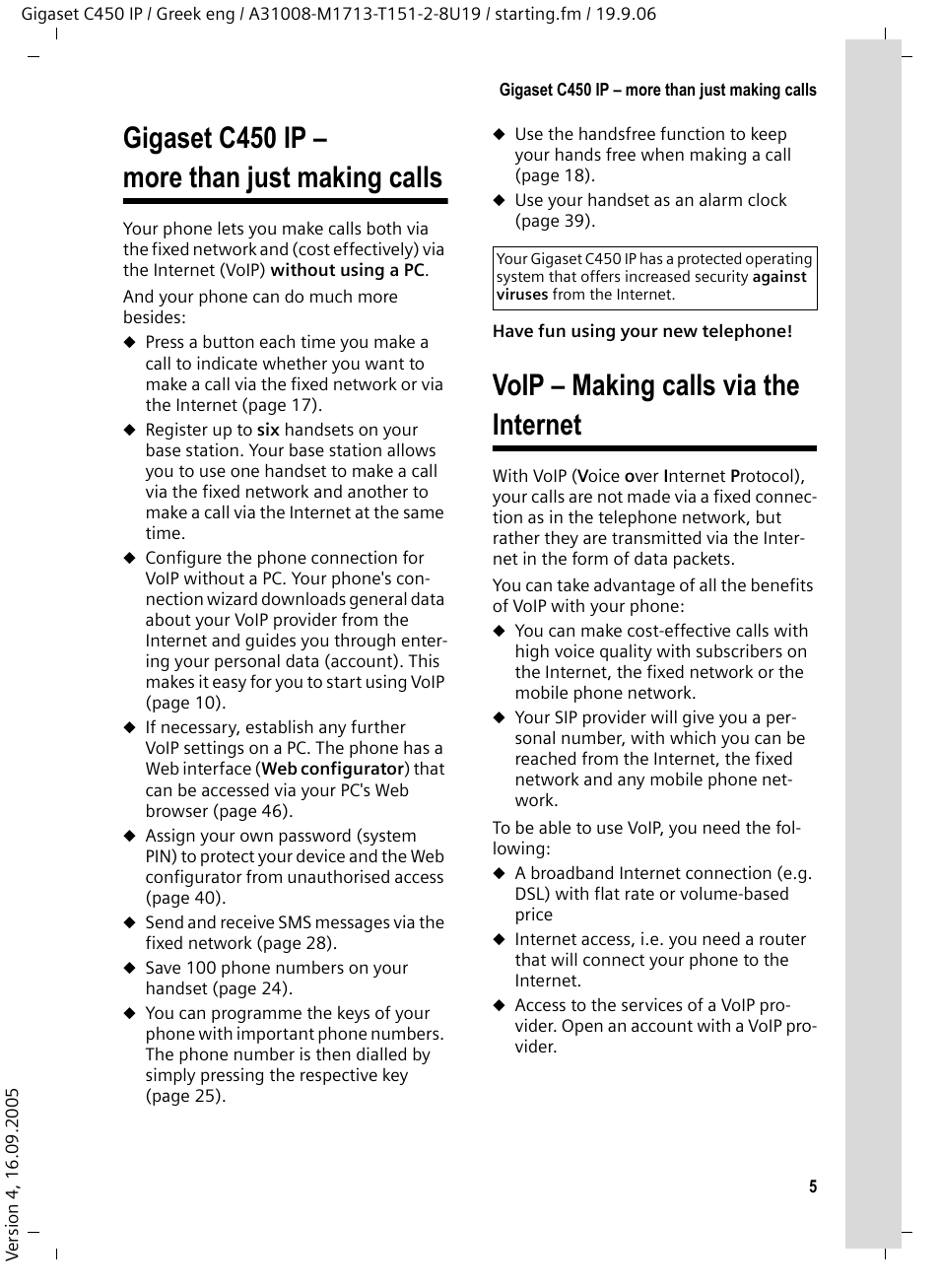 Gigaset c450 ip - more than just making calls, Voip - making calls via the internet, Gigaset c450 ip – more than just making calls | Voip – making calls via the internet | Siemens Gigaset C450 IP User Manual | Page 6 / 98