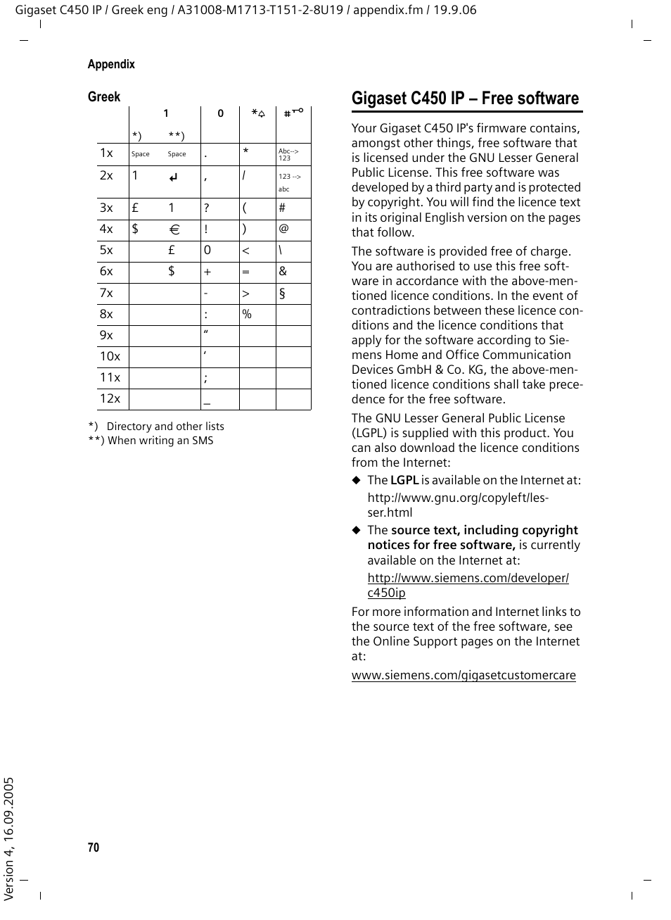 Gigaset c450 ip - free software, Gigaset c450 ip – free software | Siemens Gigaset C450 IP User Manual | Page 71 / 98