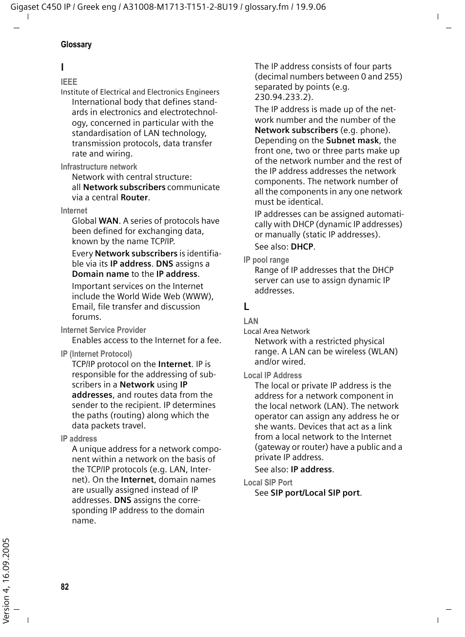 Ip addresses, Signment of ip addresses, E internet | Internet con, Infrastructure network . all | Siemens Gigaset C450 IP User Manual | Page 83 / 98