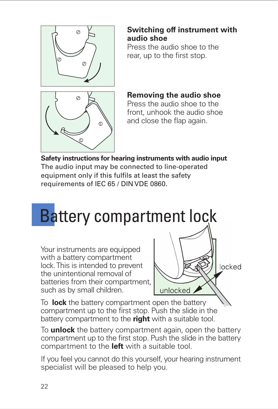 Battery compartment lock | Siemens INFINITI Pro User Manual | Page 22 / 48