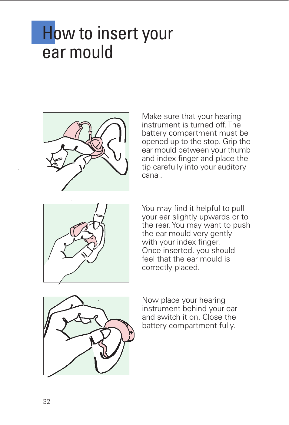 How to insert your ear mould | Siemens INFINITI Pro User Manual | Page 32 / 48