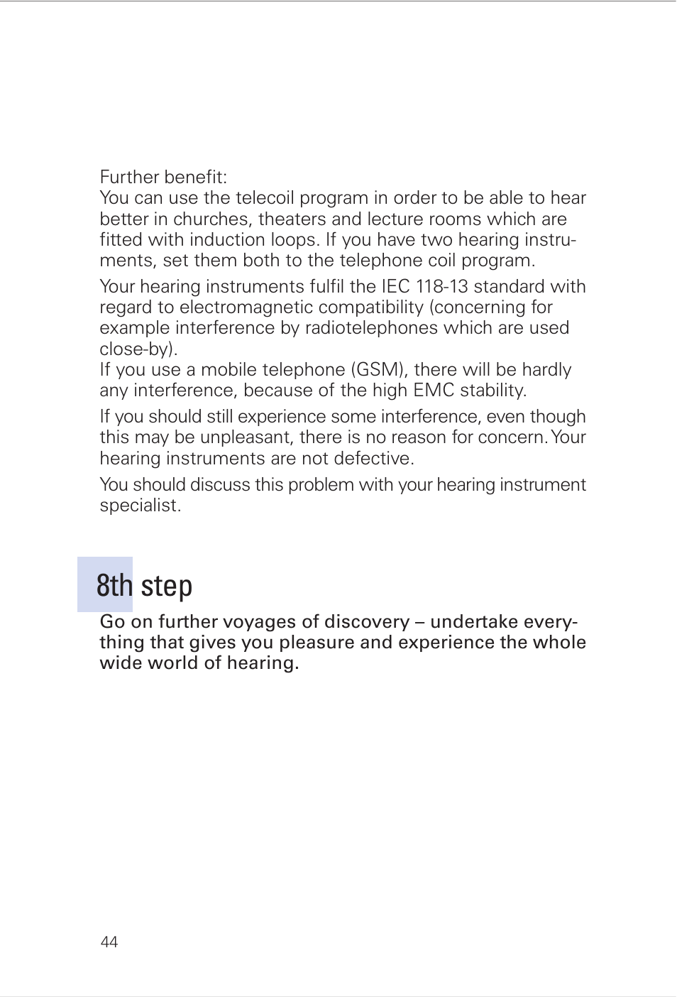 8th step | Siemens INFINITI Pro User Manual | Page 44 / 48