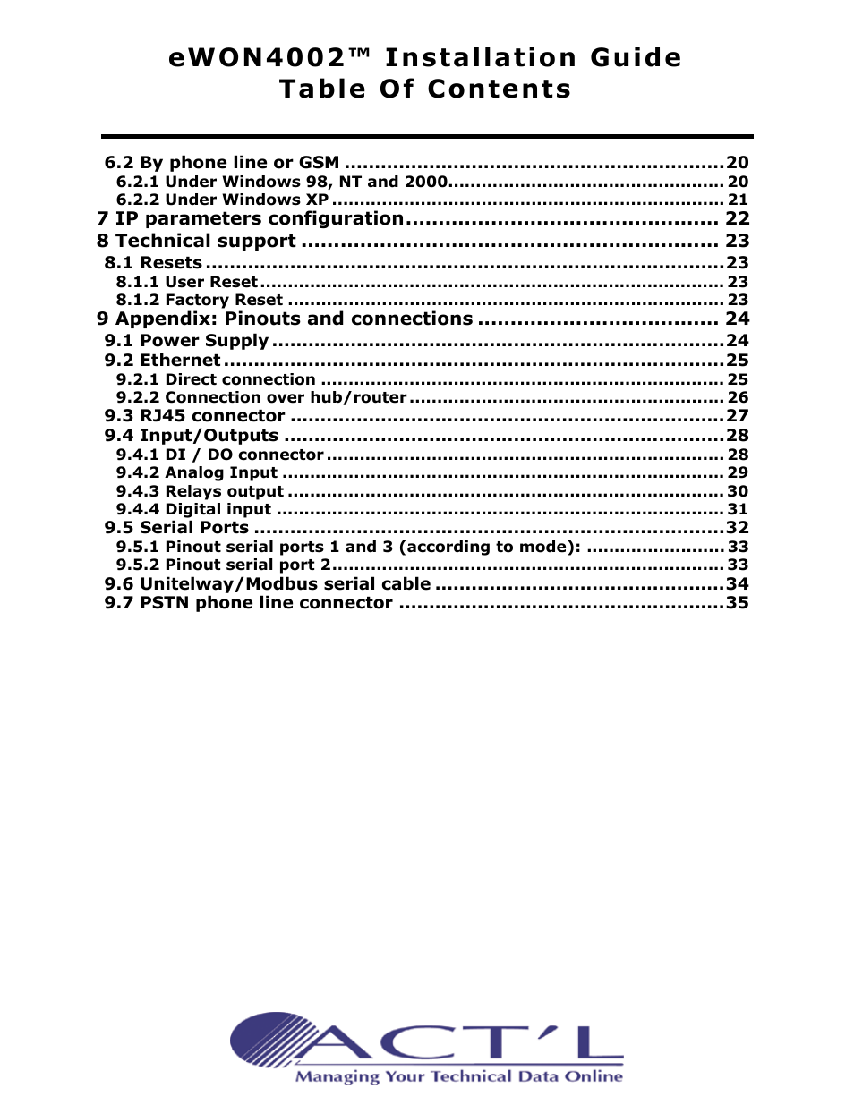 Ewon4002™ installation guide table of contents | Siemens eWON4002 User Manual | Page 3 / 38