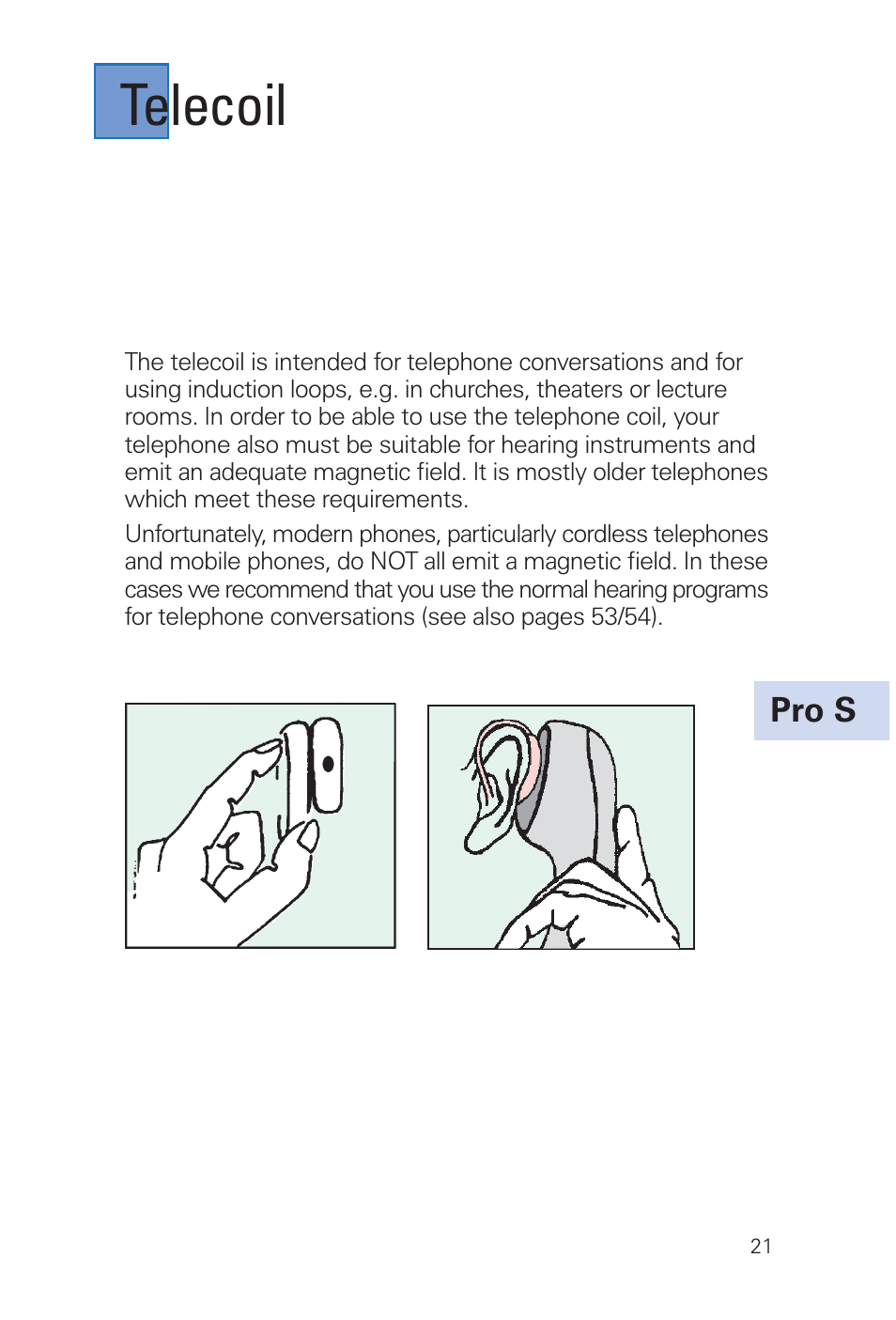 Telecoil | Siemens MUSIC Pro User Manual | Page 21 / 56