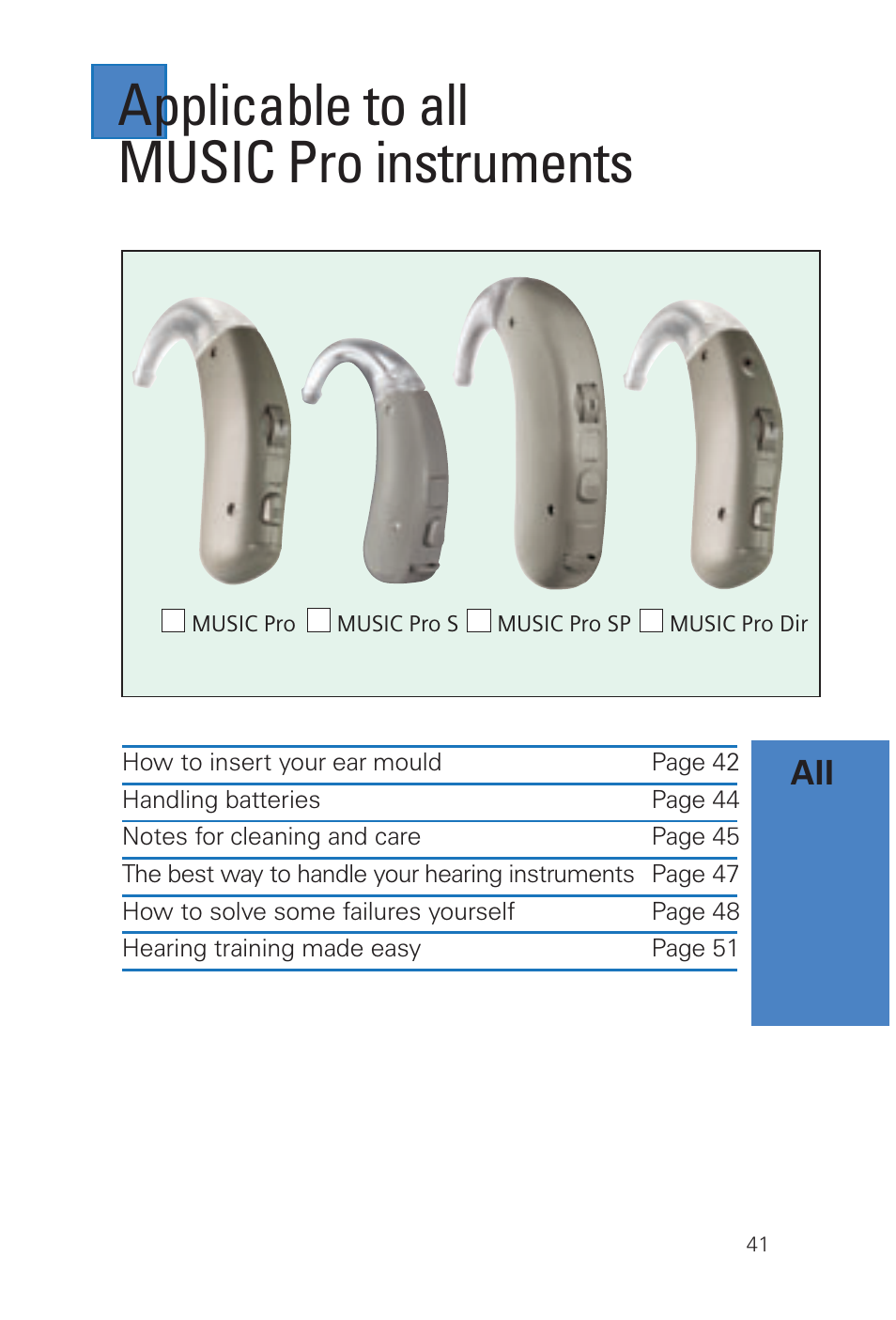 Applicable to all music pro instruments | Siemens MUSIC Pro User Manual | Page 41 / 56