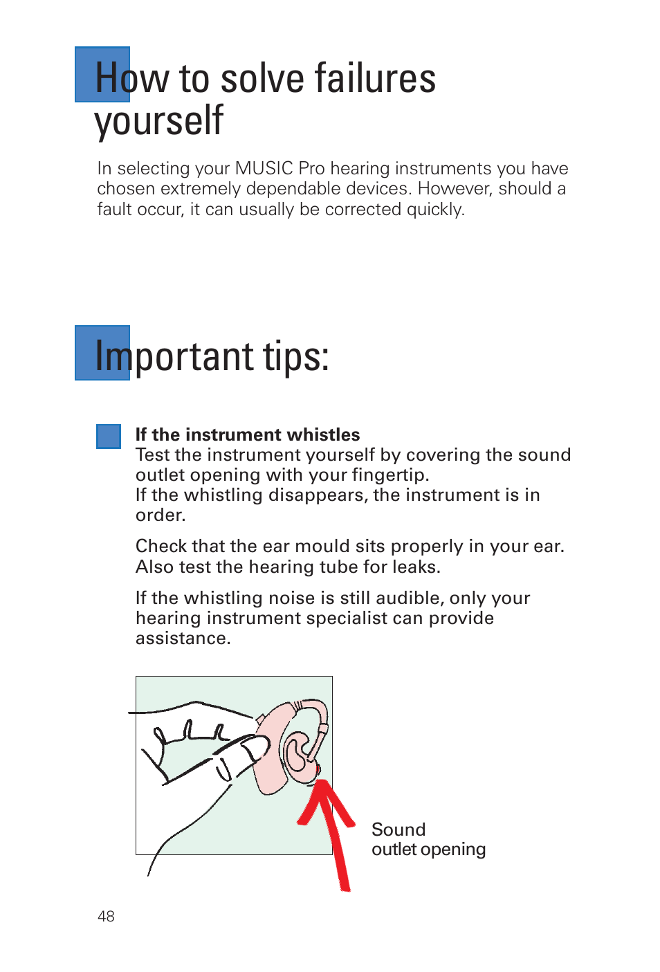 Important tips: how to solve failures yourself | Siemens MUSIC Pro User Manual | Page 48 / 56