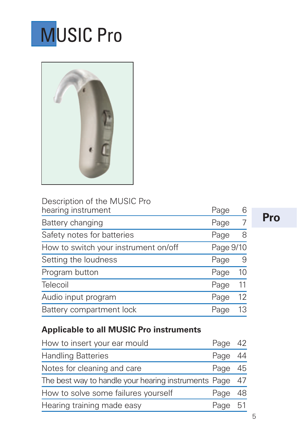 Music pro | Siemens MUSIC Pro User Manual | Page 5 / 56