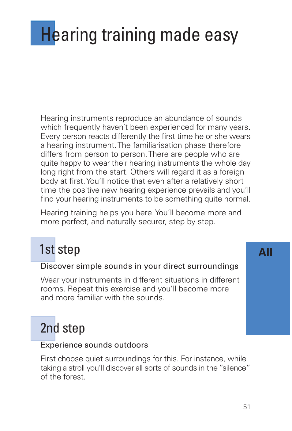 Hearing training made easy, 2nd step, 1st step | Siemens MUSIC Pro User Manual | Page 51 / 56