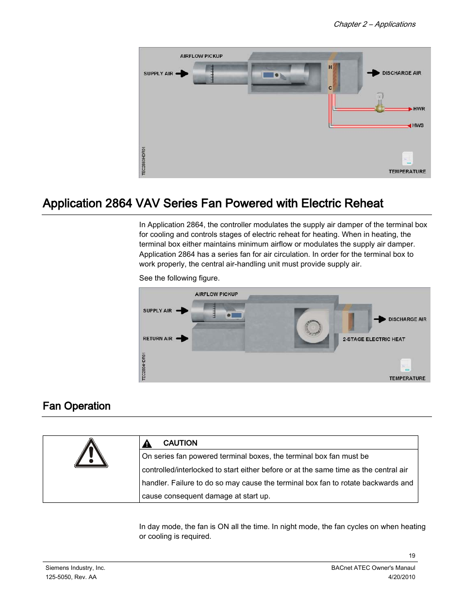 Fan operation | Siemens BACnet ATEC 125-5050 User Manual | Page 19 / 38