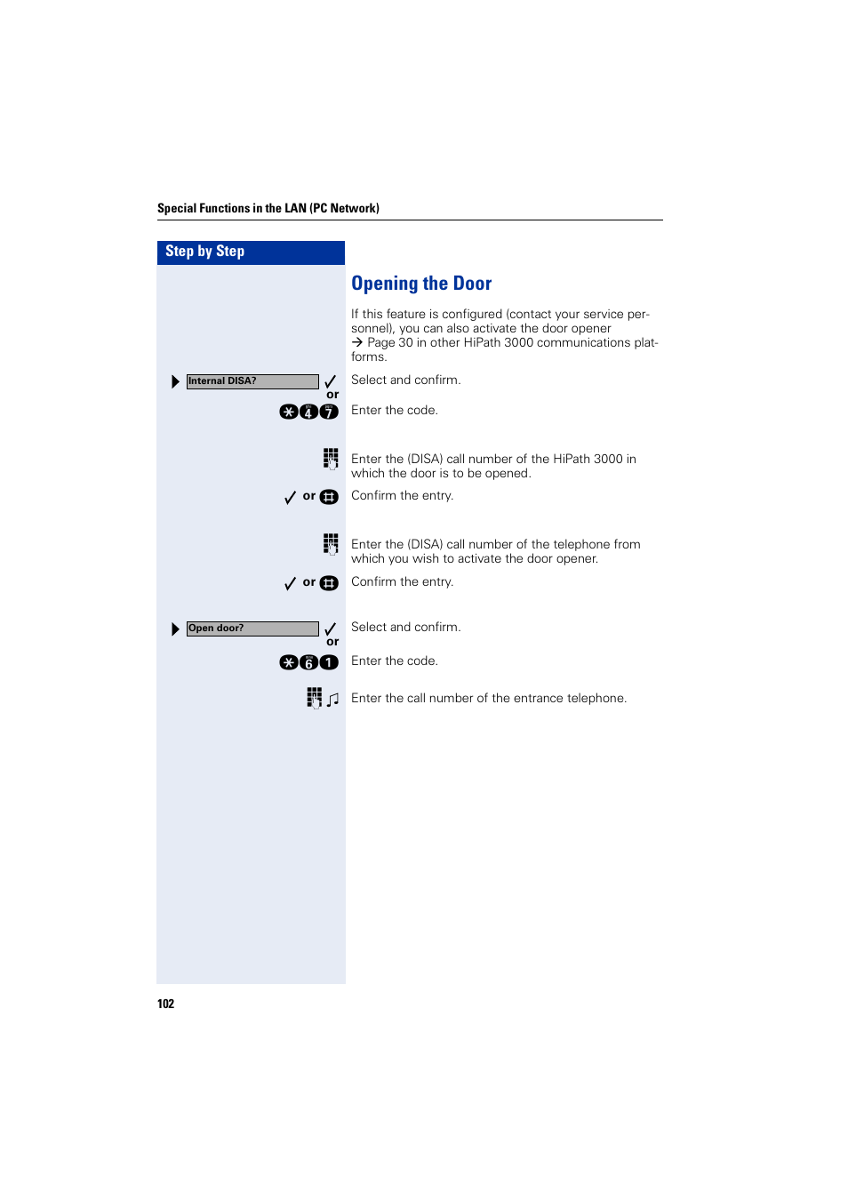 Opening the door | Siemens optiPoint 400 User Manual | Page 102 / 119