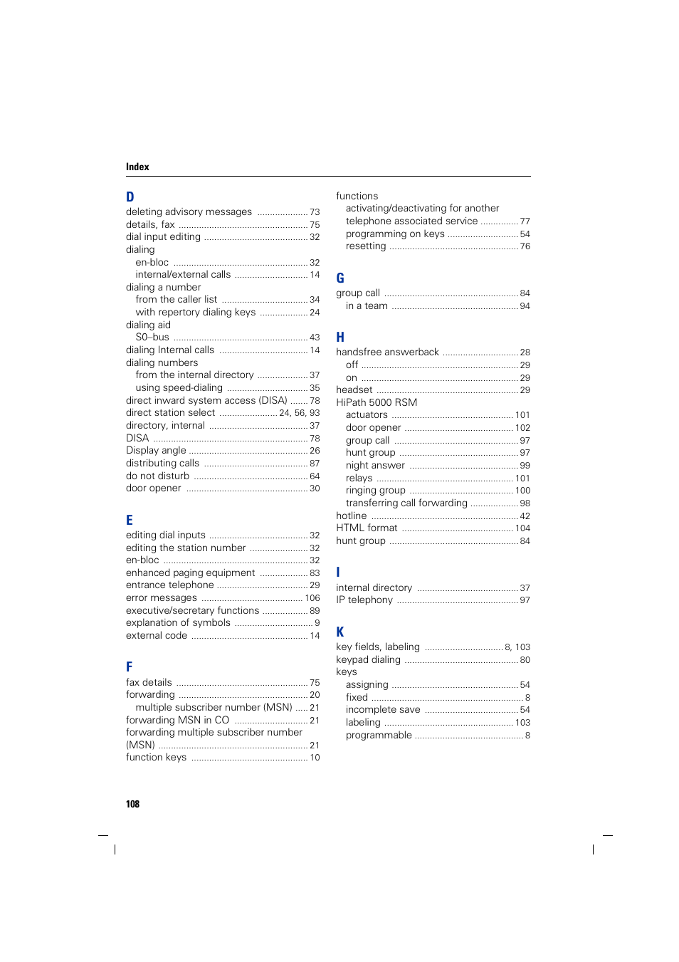 Siemens optiPoint 400 User Manual | Page 108 / 119