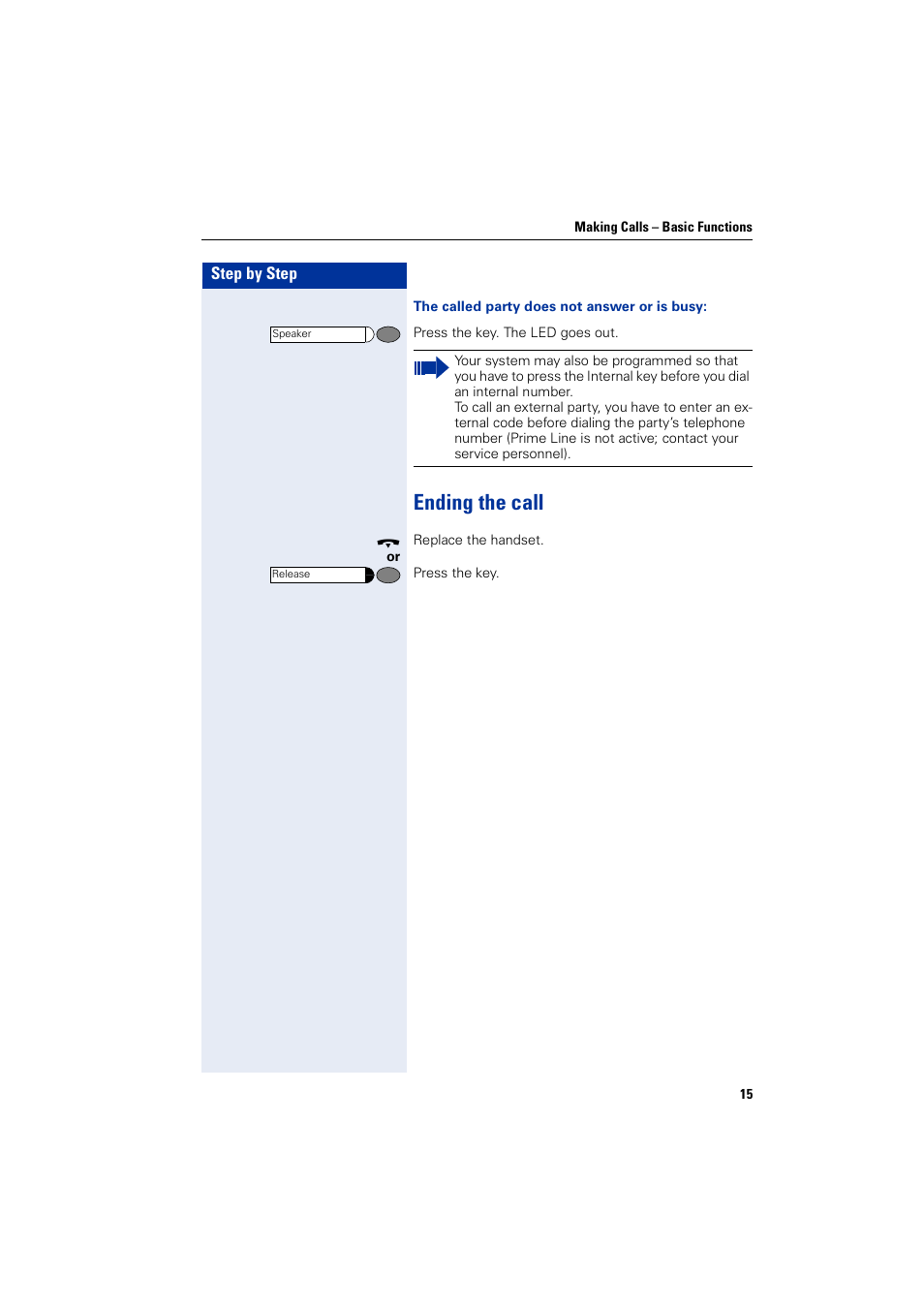 Ending the call | Siemens optiPoint 400 User Manual | Page 15 / 119