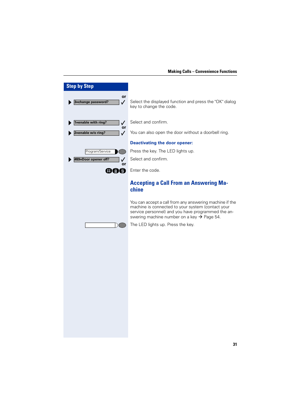 Accepting a call from an answering machine, Accepting a call from an answering ma- chine | Siemens optiPoint 400 User Manual | Page 31 / 119