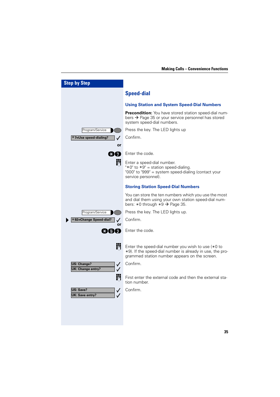 Speed-dial | Siemens optiPoint 400 User Manual | Page 35 / 119