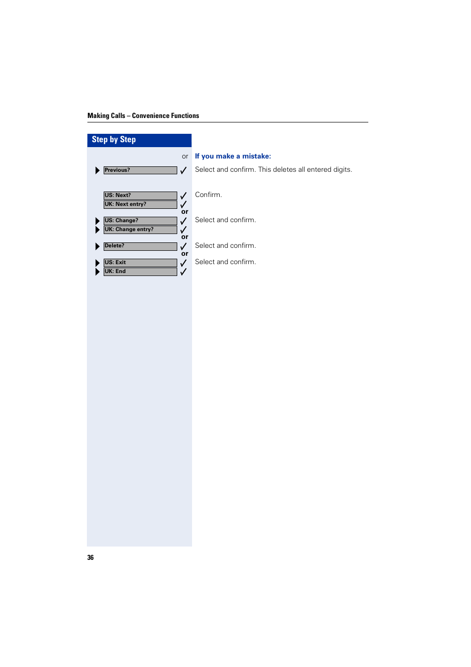 Step by step | Siemens optiPoint 400 User Manual | Page 36 / 119