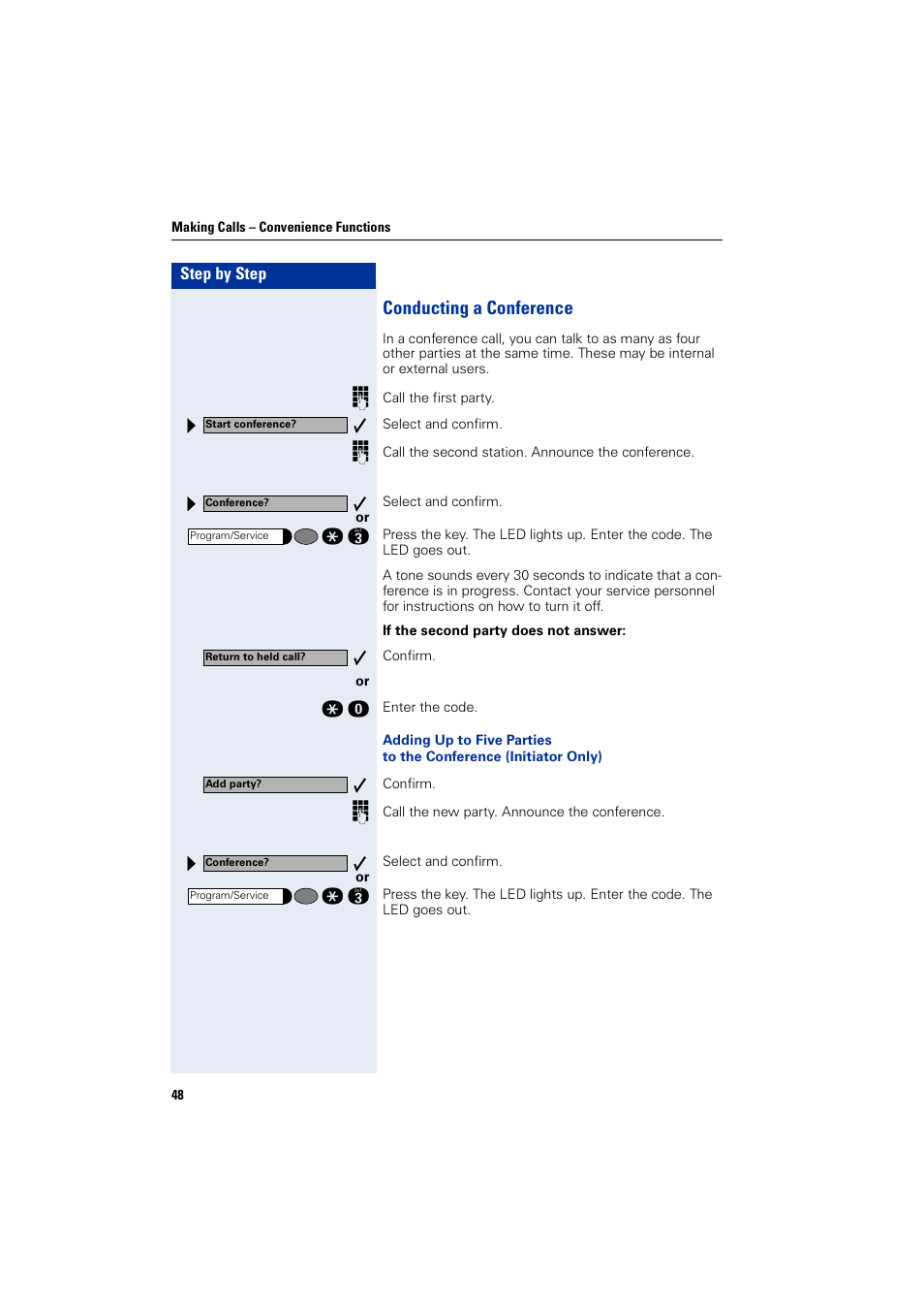 Conducting a conference | Siemens optiPoint 400 User Manual | Page 48 / 119