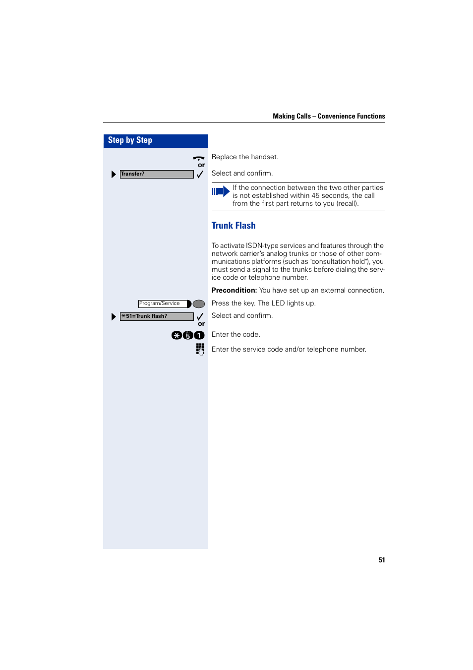 Trunk flash | Siemens optiPoint 400 User Manual | Page 51 / 119