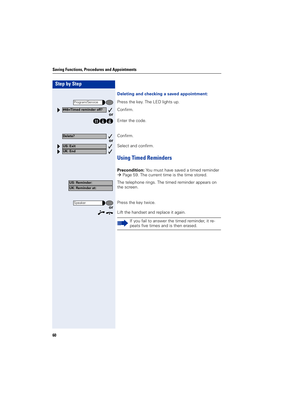 Using timed reminders | Siemens optiPoint 400 User Manual | Page 60 / 119