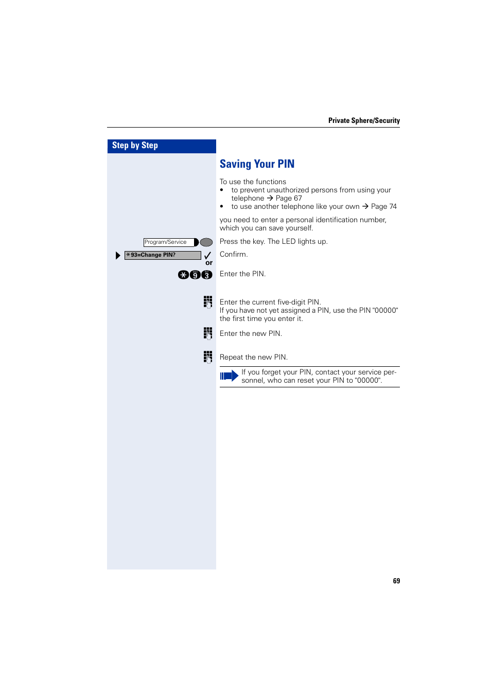 Saving your pin | Siemens optiPoint 400 User Manual | Page 69 / 119