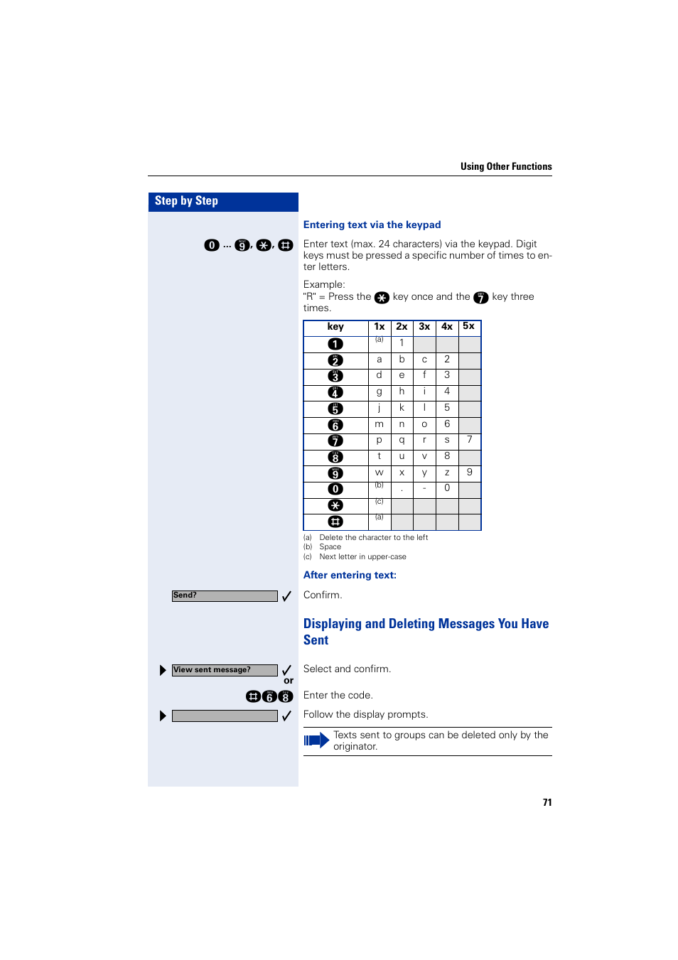 Displaying and deleting messages you have sent | Siemens optiPoint 400 User Manual | Page 71 / 119