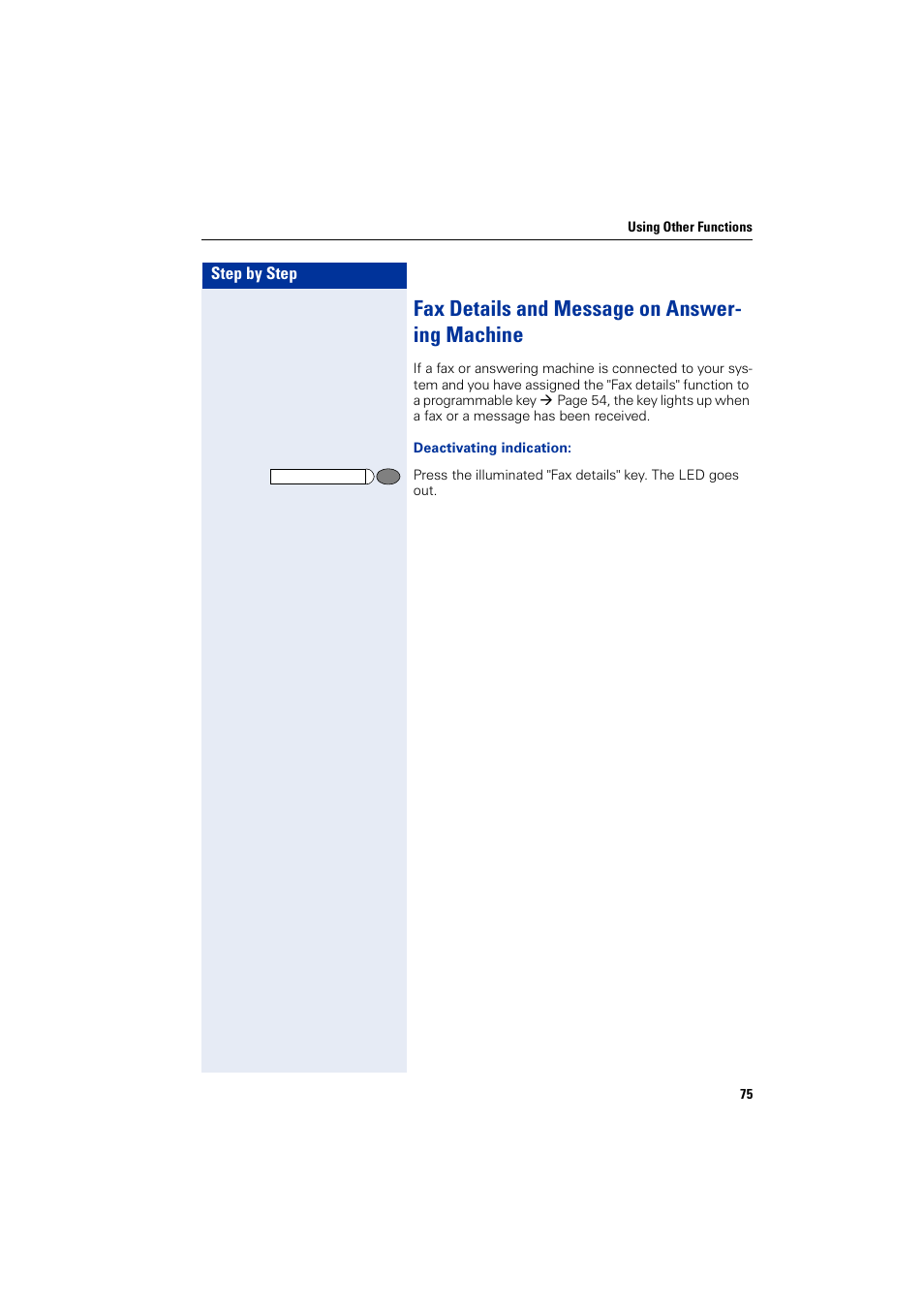 Fax details and message on answering machine, Fax details and message on answer- ing machine | Siemens optiPoint 400 User Manual | Page 75 / 119