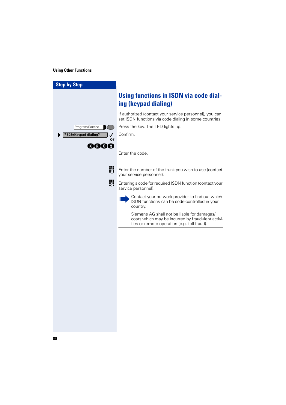 Siemens optiPoint 400 User Manual | Page 80 / 119