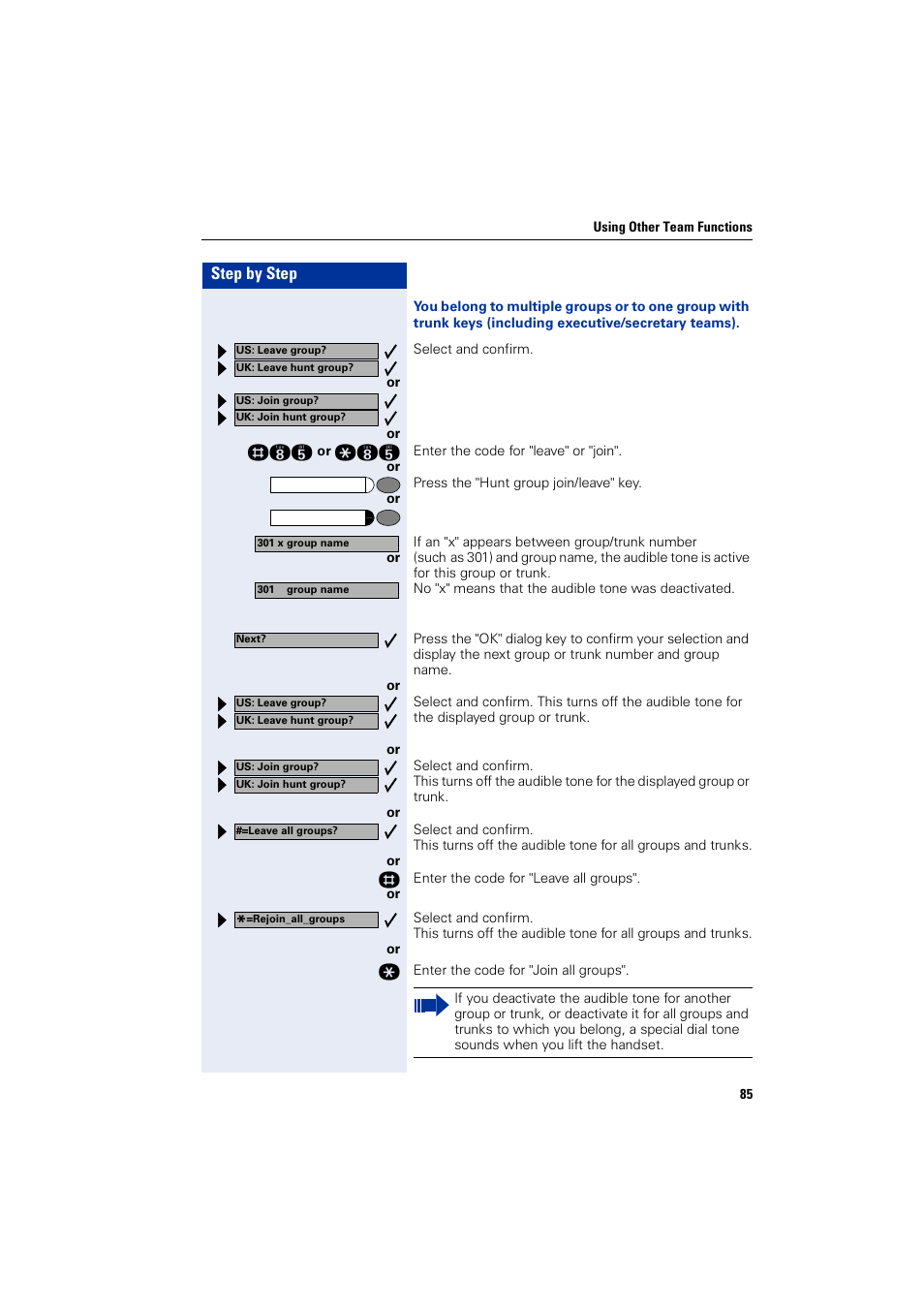 Step by step | Siemens optiPoint 400 User Manual | Page 85 / 119