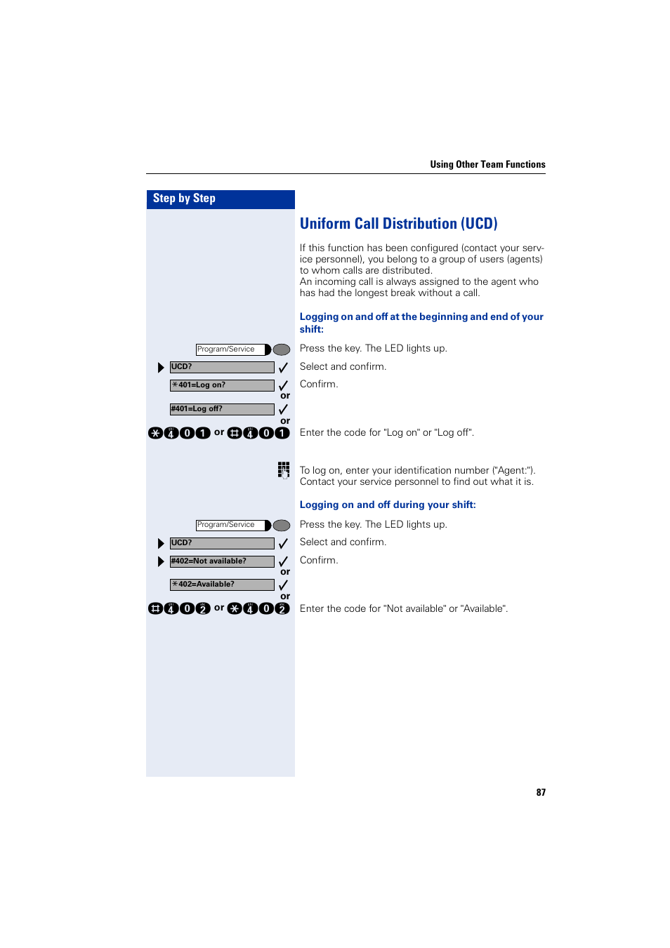 Uniform call distribution (ucd) | Siemens optiPoint 400 User Manual | Page 87 / 119