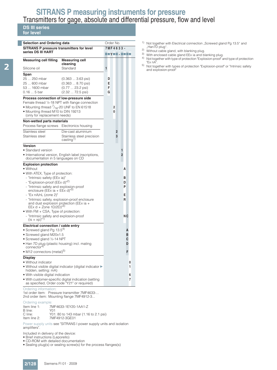 Sitrans p measuring instruments for pressure, Ds iii series for level 2/128 | Siemens SITRANS P User Manual | Page 128 / 234