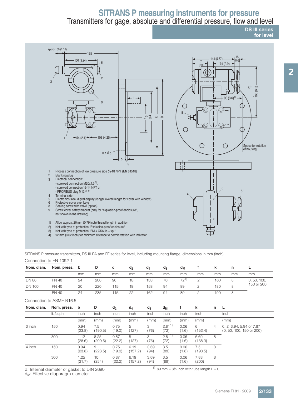 Sitrans p measuring instruments for pressure, Ds iii series for level 2/133 | Siemens SITRANS P User Manual | Page 133 / 234