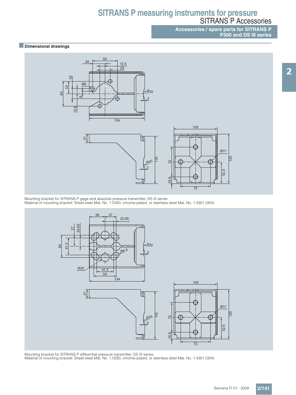 Sitrans p measuring instruments for pressure, Sitrans p accessories | Siemens SITRANS P User Manual | Page 141 / 234