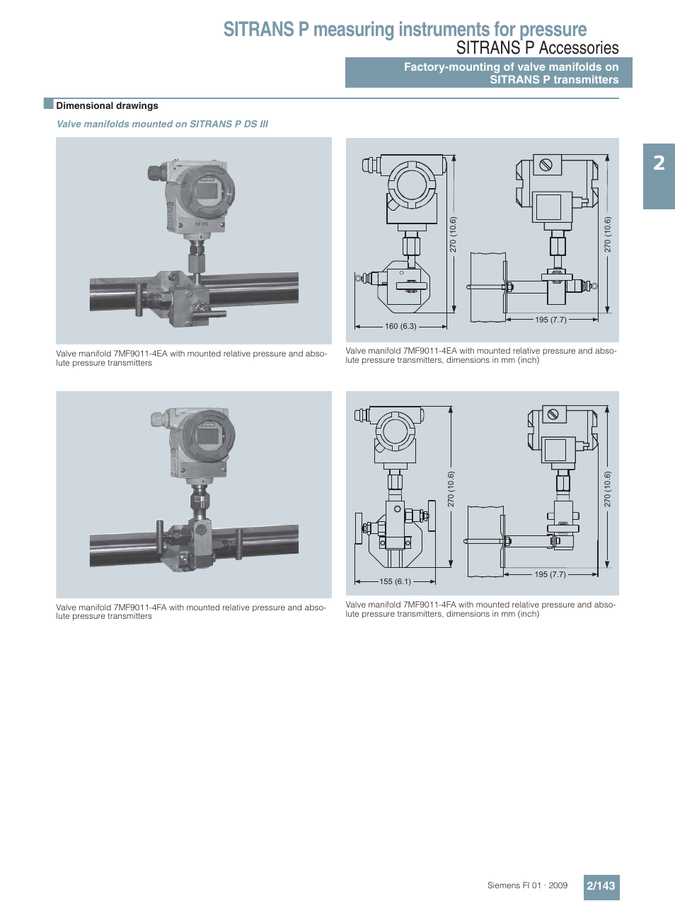 Sitrans p measuring instruments for pressure, Sitrans p accessories | Siemens SITRANS P User Manual | Page 143 / 234