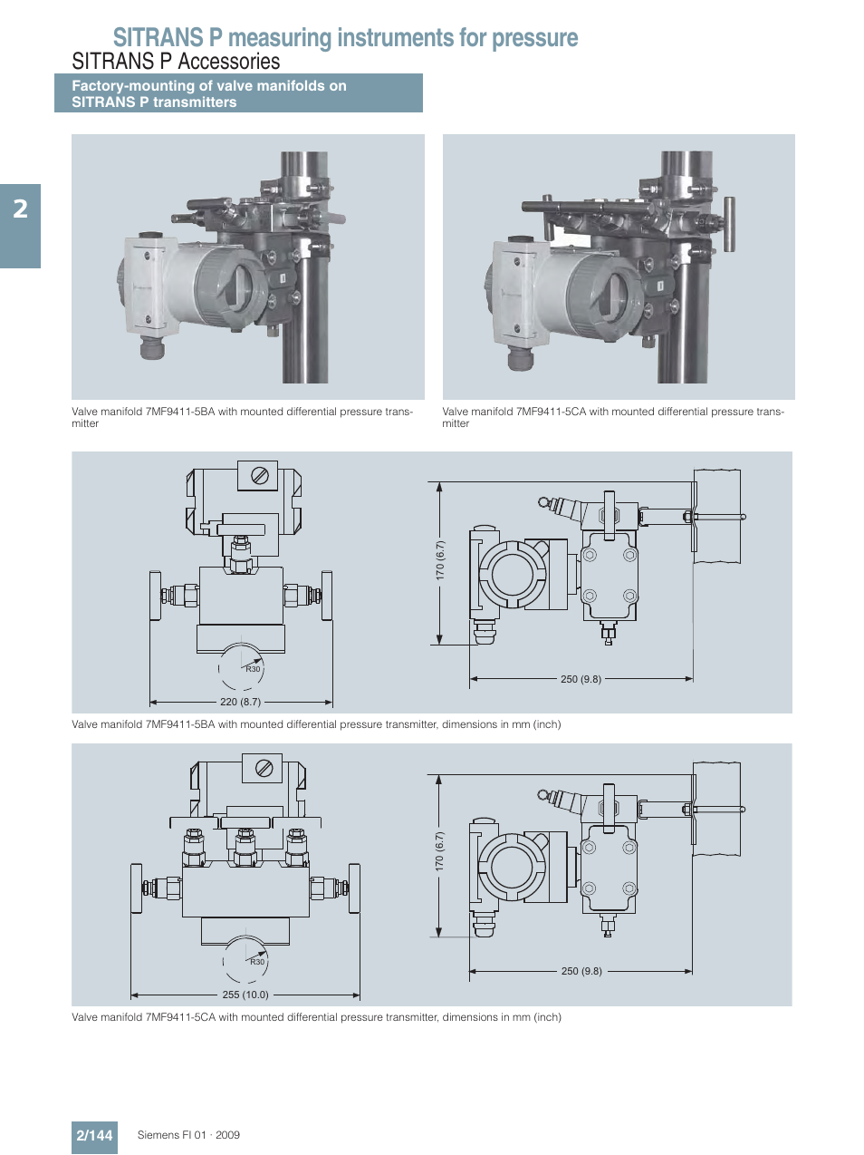 Sitrans p measuring instruments for pressure, Sitrans p accessories | Siemens SITRANS P User Manual | Page 144 / 234