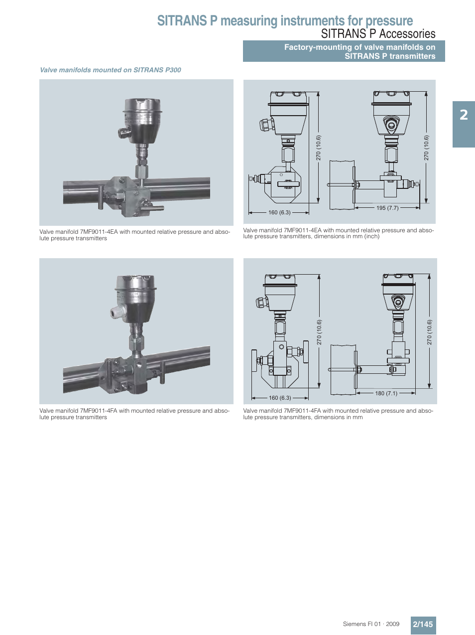 Sitrans p measuring instruments for pressure, Sitrans p accessories | Siemens SITRANS P User Manual | Page 145 / 234