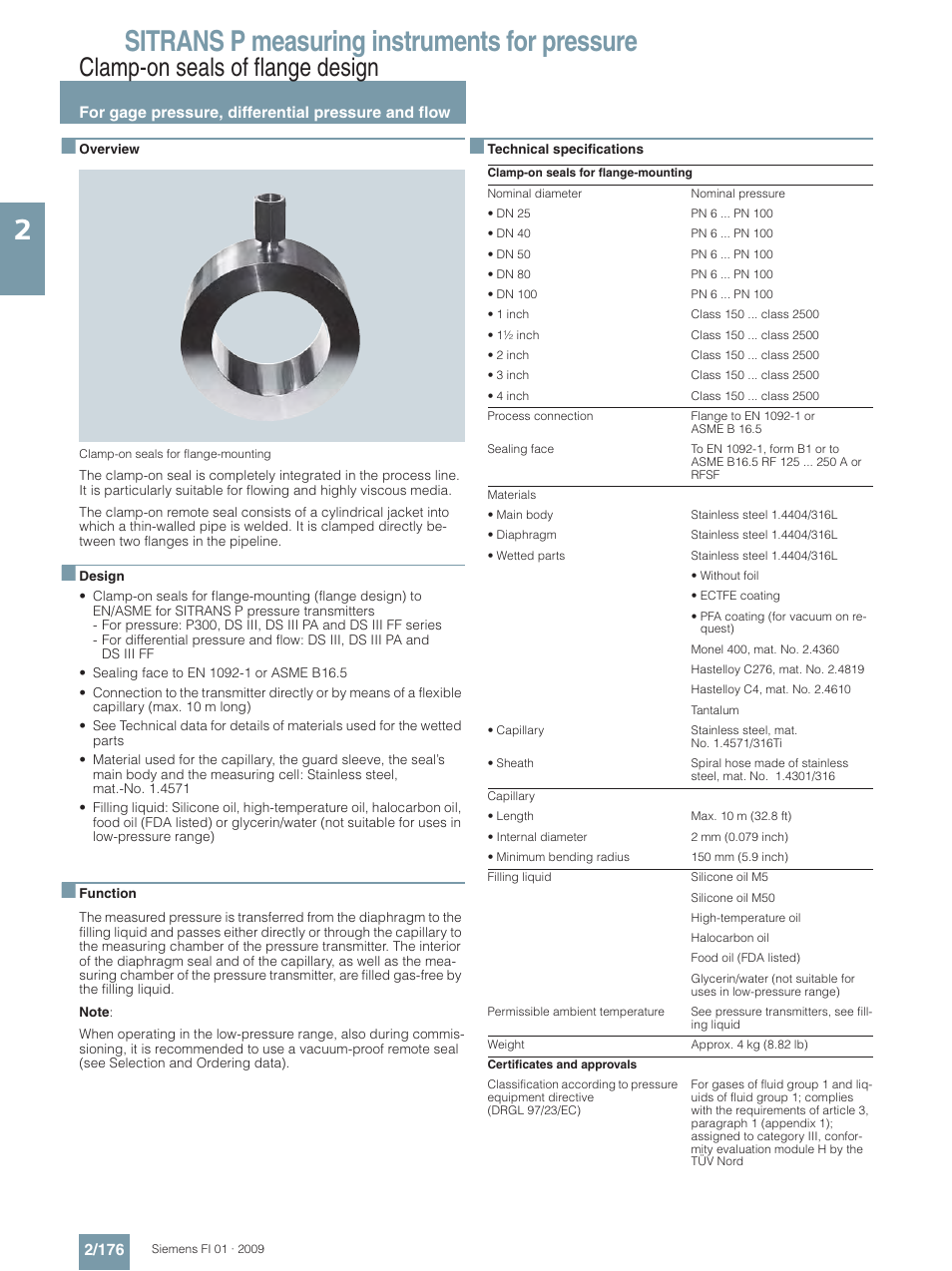 Clamp-on seals of flange design, Sitrans p measuring instruments for pressure | Siemens SITRANS P User Manual | Page 176 / 234