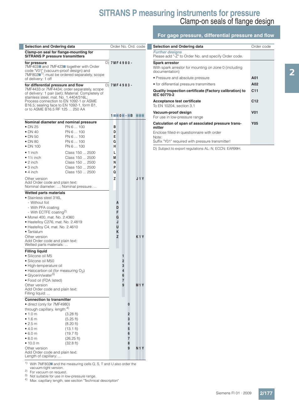 Sitrans p measuring instruments for pressure, Clamp-on seals of flange design | Siemens SITRANS P User Manual | Page 177 / 234