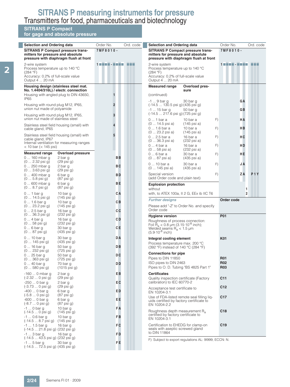 Sitrans p measuring instruments for pressure | Siemens SITRANS P User Manual | Page 24 / 234