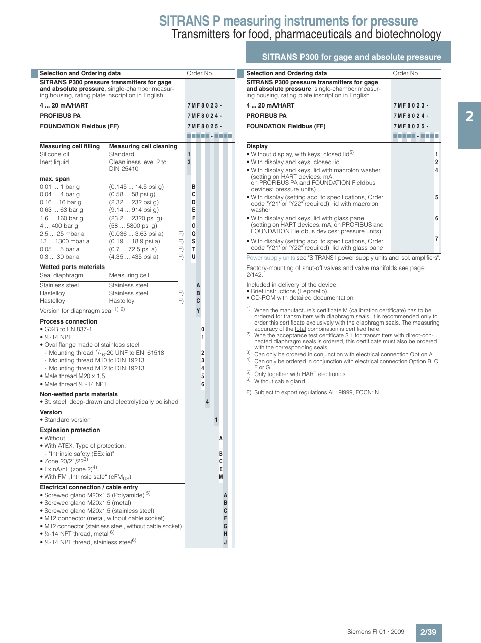 Sitrans p measuring instruments for pressure | Siemens SITRANS P User Manual | Page 39 / 234