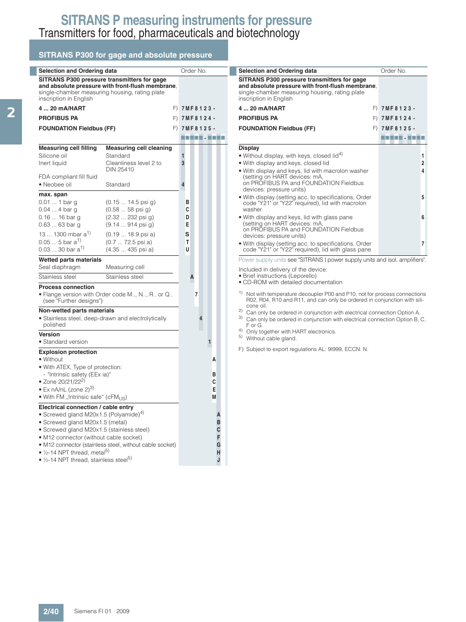 Sitrans p measuring instruments for pressure | Siemens SITRANS P User Manual | Page 40 / 234