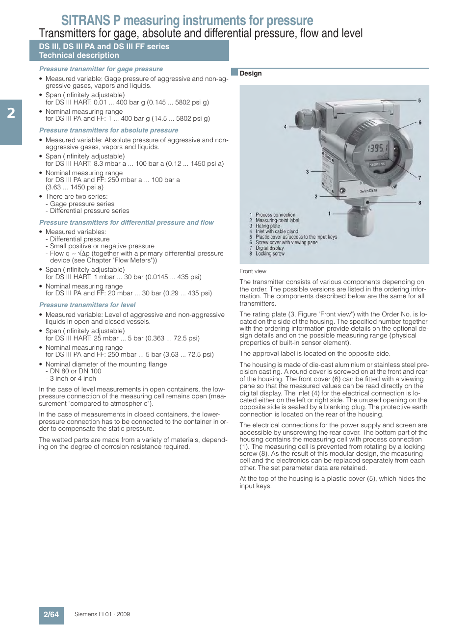 Sitrans p measuring instruments for pressure | Siemens SITRANS P User Manual | Page 64 / 234