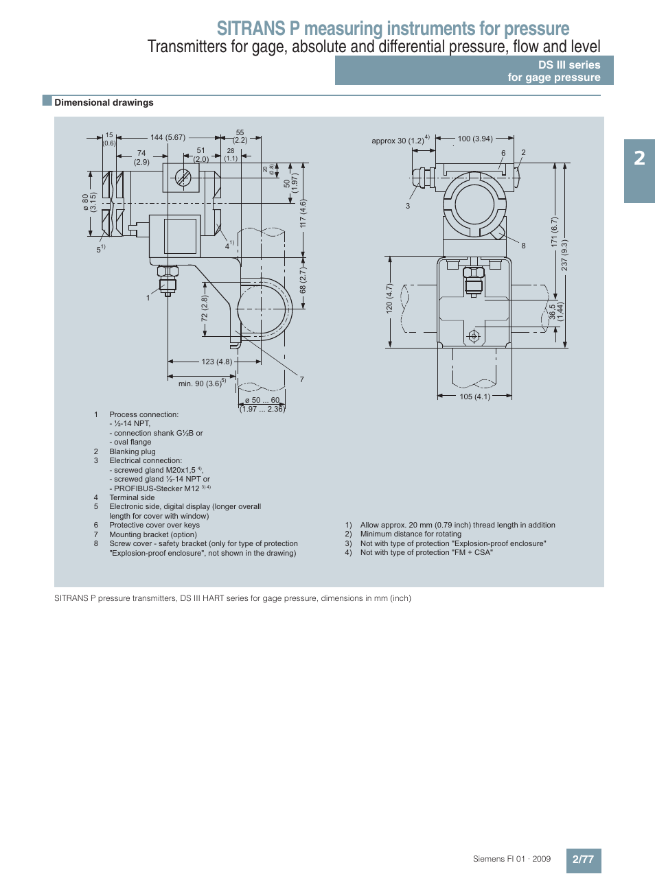 Sitrans p measuring instruments for pressure, Ds iii series for gage pressure 2/77 | Siemens SITRANS P User Manual | Page 77 / 234