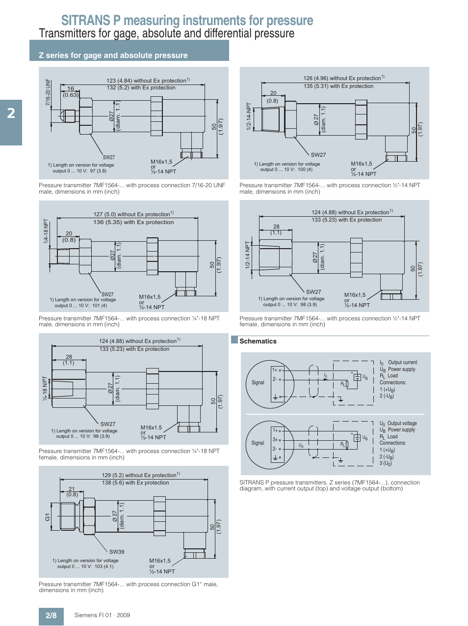 Sitrans p measuring instruments for pressure, Z series for gage and absolute pressure 2/8 | Siemens SITRANS P User Manual | Page 8 / 234