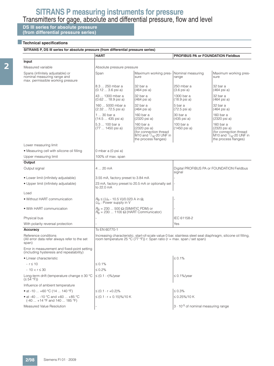 Sitrans p measuring instruments for pressure | Siemens SITRANS P User Manual | Page 98 / 234