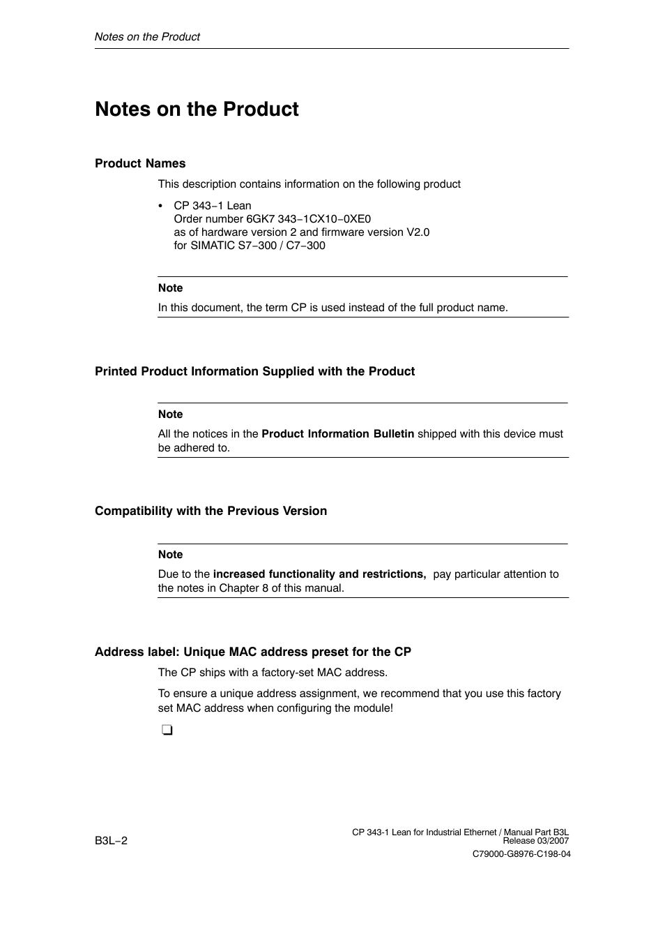 Notes on the product | Siemens CP 343-1 User Manual | Page 2 / 56