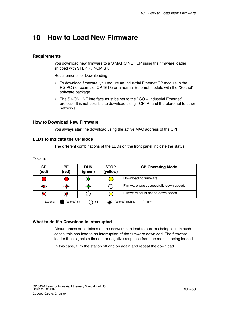 10 how to load new firmware, B3l−53 | Siemens CP 343-1 User Manual | Page 53 / 56
